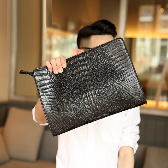 RUMOCOVO® Pochette enveloppe en cuir PU pour homme, grain de crocodile,  imprimé alligator, sacs de soirée pour homme,d1 BLACK - Cdiscount Bagagerie  - Maroquinerie