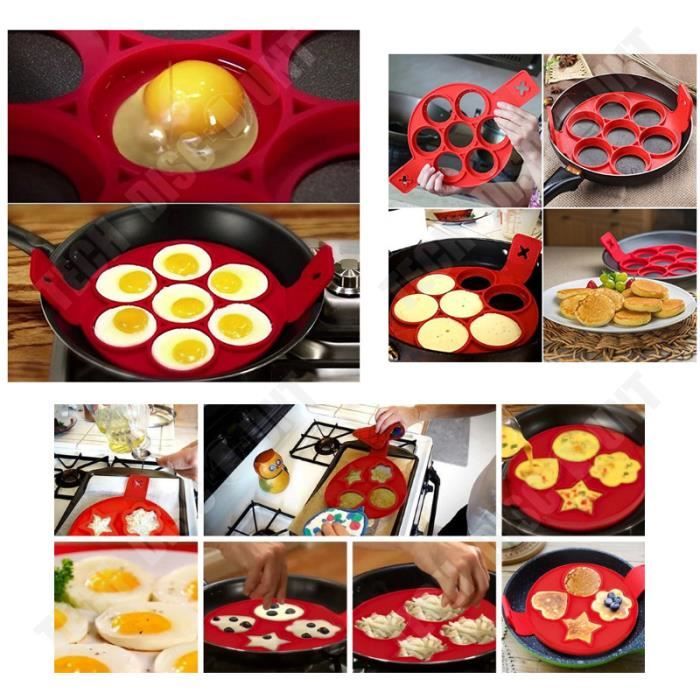 TD® V Pancake Moule antiadhésif/ 7 Moules à Gâteaux Oeufs Outil de