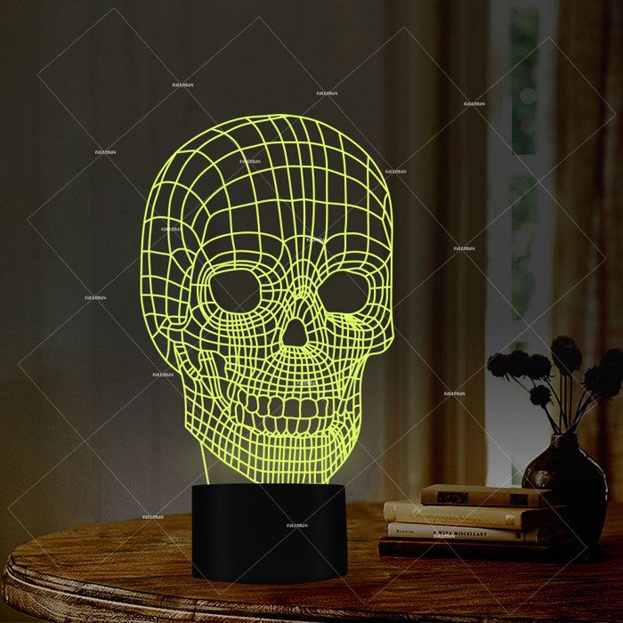 Applique Murale LED Tête De Mort Craquelée - Décoration 3D Gothique, Veilleuse D'ambiance Pour Salon Ou Chambre