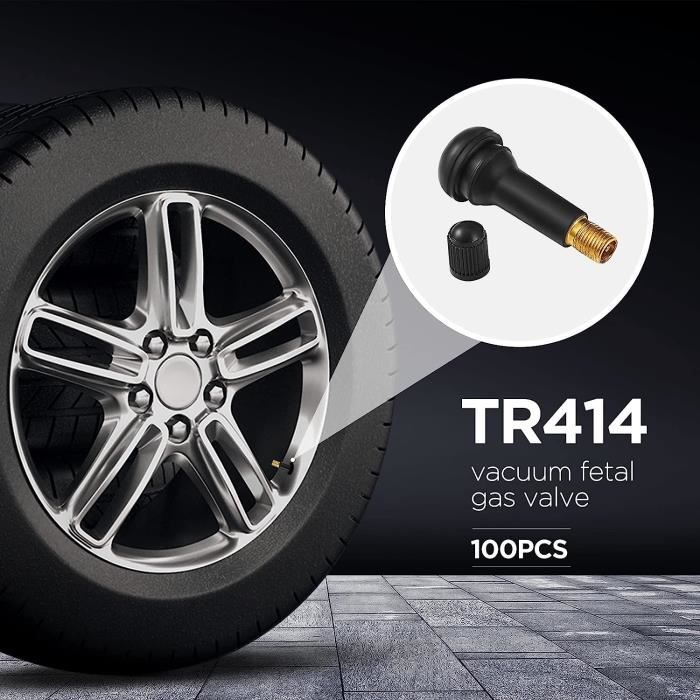 100 valves TR414 tubeless voiture roue pneu valve avec bouchon