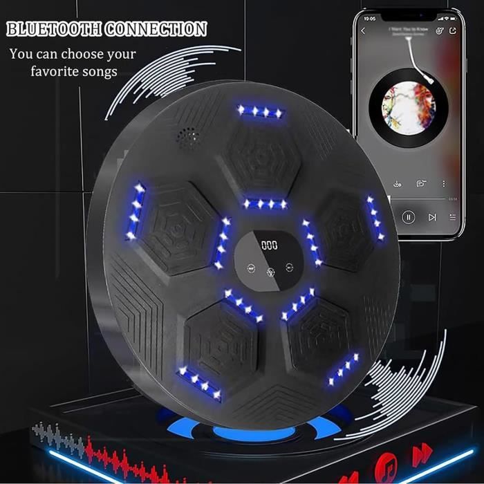 Machine de Boxe Musicale, Machine de boxe musicale, équipement de frappe mural, tapis de boxe d'entraînement aux réactions de combat, machine de boxe musicale Bluetooth intelligente, avec gants de box