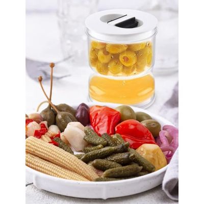 Homnoble Lot de 2 bocaux à cornichons et olives avec passoire à