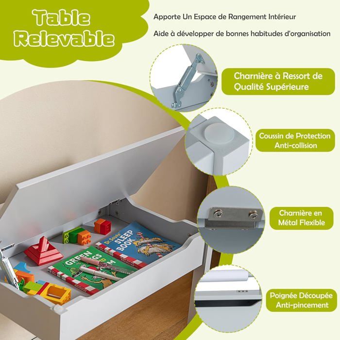 GOPLUS Table Enfant Avec 4 Chaises, Réglable En Hauteur, Table A Dessin Enfant Avec Plateau à