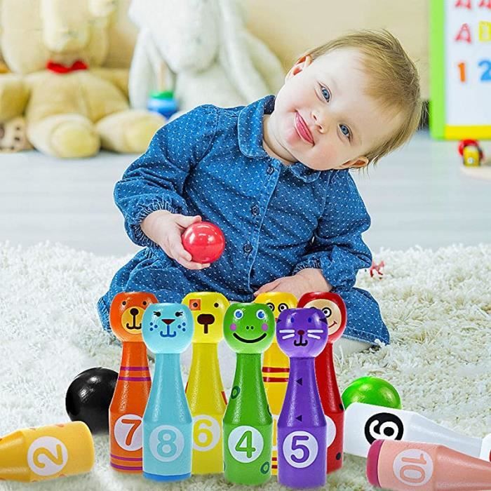 1 Ensemble De Quilles Et Adultes 2 Balles Avec 10 Quilles Pour Les Quilles De Famille Et Les Adultes Skittles De Cour Arriere