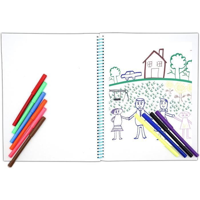 Livre Peinture Aquarelle Enfant Chiluxendo - 32 Pages Animaux Dinosaures - Pinceaux Réutilisables - Jeu Éducatif 3+