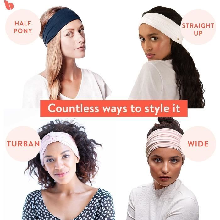 Kavya Bandeau Cheveux Femme, Headband Elastique Large Flower Headwear