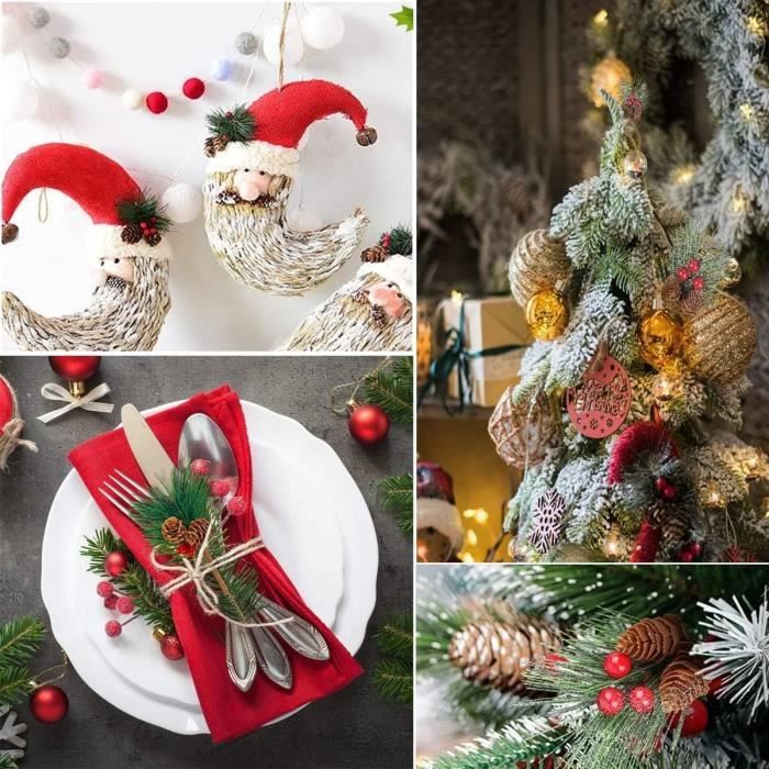 6 Pcs Tiges De Baies Rouges Artificielles Givrées Par La Neige 19 3 Pouces 606829