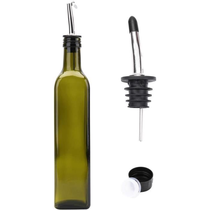 Bouteilles en verre noir Verseur d'huile d'olive/vinaigre Bouteille de 350  ml/10 oz et 500 ml/16 oz Réutilisable pour organiser votre cuisine  Couvercles au choix -  France