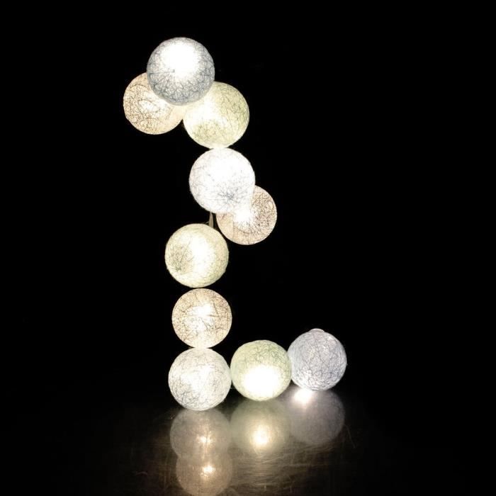 Guirlande lumineuse boules colorées 20 LED 3,45 m Blanc. Or The Home Deco  Factory