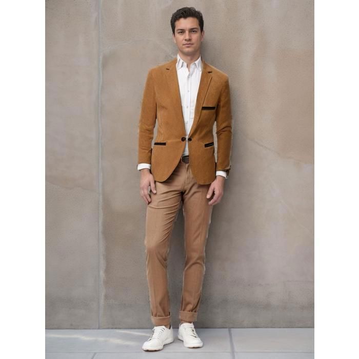 Veste de costume casual homme FUNMOON col de fourrure