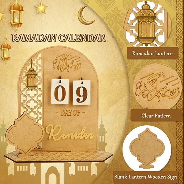 Calendrier de l'Avent du Ramadan 2023 en bois - Compte à rebours