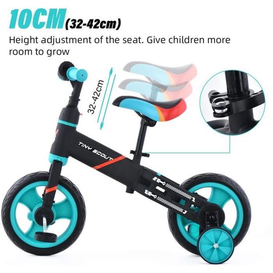 Vélo d'équilibre de 12 po pour enfants de 2, 3, 4 et 5 ans, garçon, vélo de  marche pour tout-petit 4 en 1 avec roues et pédales d' - Cdiscount Sport