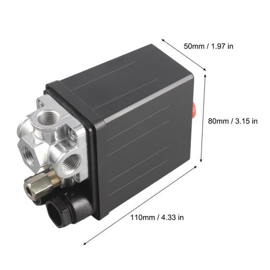 Pressostat De Compresseur D'air 90-120 PSI, 240V - Pièce De Rechange Avec 4 Ports 1/4" BSP - Neuf