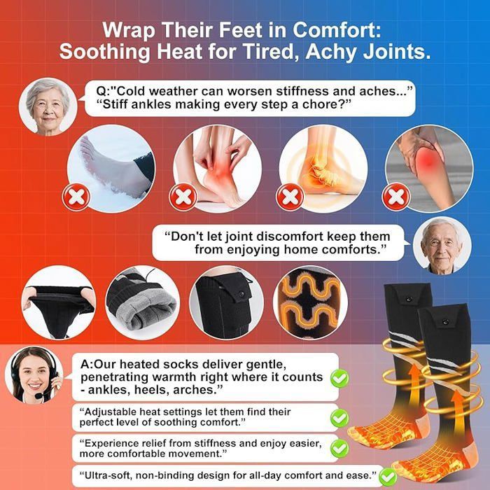 Chaussettes Chauffantes à Batterie – Jusqu’à 6h De Chaleur – Pour Ski, Randonnée, Camping – 3 Températures Réglables – Lavables