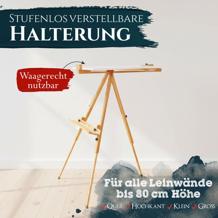 Chevalet De Table Artina Sydney - Bois Pin, Réglable, Pour Toiles Jusqu'à 80 Cm