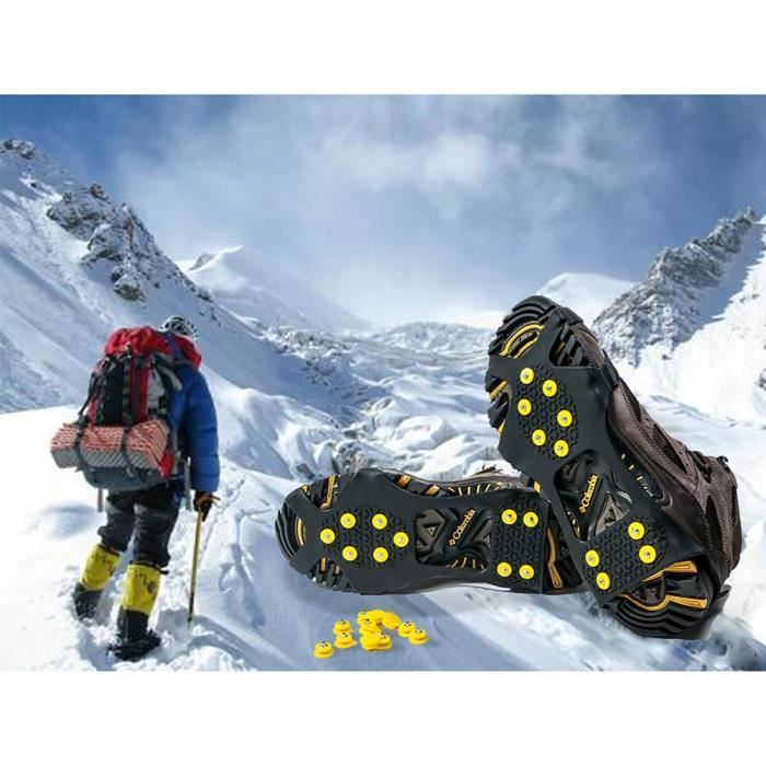 Paire Crampons Neige Glace Sur Chaussures L (39-46) Clouté Anti-glisse  Sport d'hiver Traction Patinage