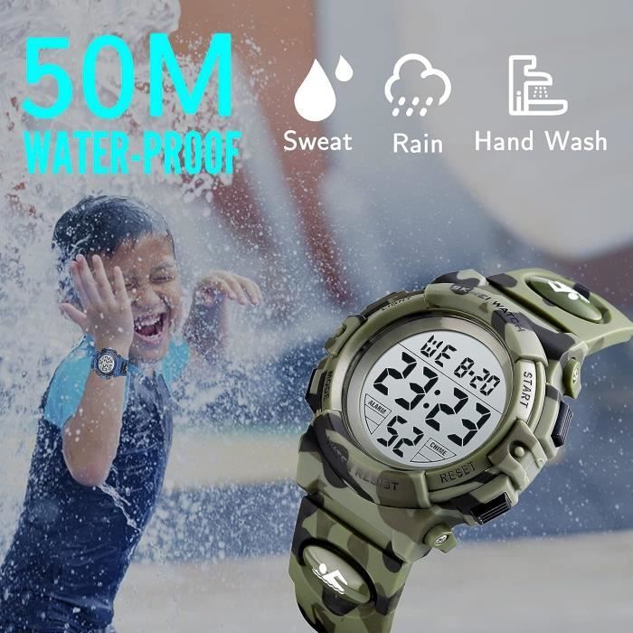 Montre Digitale Enfant Garçon Multifonction 12-24H Alarme Lumière  Chronomètre Montre Sports Electroniques Jeunesse Etanche 5[x3250] Style A3,  - Achat/vente montre Garçon Enfant Neuf - Cdiscount