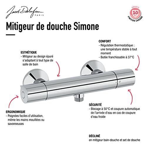 Mitigeur thermostatique bain/douche chromé - Simone - JACOB DELAFON