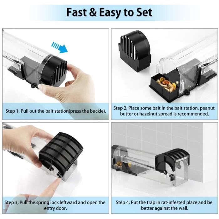 2PCS Piège à Souris Humain, Réutilisable Piège à Rat Vivant, Professionnel Piège à Souris Efficace Souricière Utilisable
