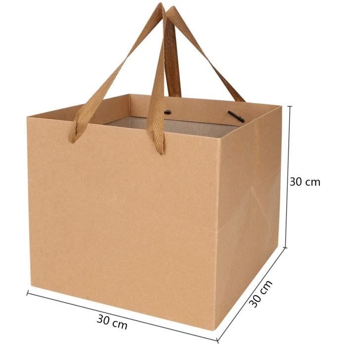 5pcs grand sac cadeau en papier kraft carr sachets emballage avec