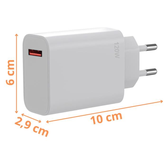 Chargeur Secteur Rapide 120W Avec Câble USB Type-C 6A Blanc - Marque Générique Neuf