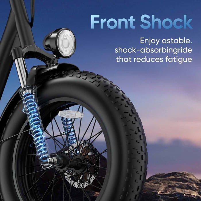 URLIFE Vélo Électrique 20x4" - 48V 15,6Ah Batterie Amovible, Autonomie 120km, 7 Vitesses, écran LCD, Suspensions Avant/arrière, VTT Adulte
