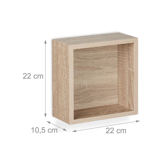 Set De 3 Etagères Murales Nuno Hexagonales Blanc, Bois De Paulownia