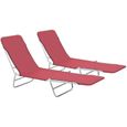 🍓6030Lot de 2 Chaises longues pliables Bains de soleil - Transat jardin relax- Transat, Chaise Camping Fauteuil de Jardin-Acier et-0