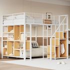 SPKSW Lit enfant mezzanine 140x200 cm - Blanc - 2 places - Avec rangement - Style contemporain