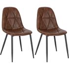 BRAND Chaise de Salle à Manger, 2x Chaise Salon en Simili Cuir avec Pieds en métal, Assise Rembourré, Marron 0956BY-2