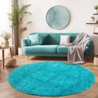 Tapis Salon Shaggy - Marion - Turquoise - 160 cm Rond Ø - 100% Polypropylène - SIMPEX