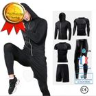 CONFOZEN CONFO® Combinaison de fitness cinq pièces Collants à manches courtes à séchage rapide pour hommes Sous-vêtements basket-ball Hauts