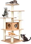 Arbre à Chat XXL en Bois - COSTWAY - Design Vesper - Multi-niveaux - Coussins Amovibles - Charge 20 kg