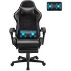 FERGHANA Soontrans Chaise gaming, Fauteuil de Bureau Gamer Ergonomique avec Appui-tête et Oreiller lombaire de massage,Hauteur réglable,Noir