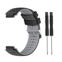 ( noir + gris ) Bracelet montre en silicone avec boucle acier, pour Garmin Forerunner 220 230 235 620 630 735XT