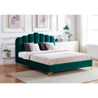 Lit avec coffre de rangement - Luxury Design Bed - ANIS - Velours - Vert - 140 x 190 cm - Contemporain