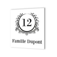 Numéro de maison extérieur personnalisable en Dibond Blanc Picto Noir · Numéro de rue modèle Luxury  - couleur  - DECOHO