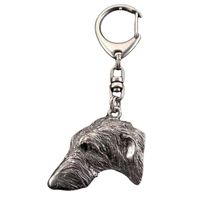 Porte-clés chien Art-Dog Porte-clés mignon Deerhound, argent avec serrure de 2,5 cm, 3,9x5,3x8,8cm