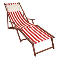 Chaise longue rayé rouge et blanc - ERST-HOLZ - 10-314FKH - Pliant - Bois massif - Rouge - Meuble de jardin