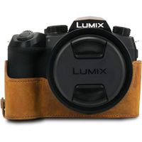 MegaGear Ever Ready Demi Étui en Cuir Véritable avec Bandoulière Compatible avec Leica V-Lux 5,Panasonic Lumix DC-FZ1000 II