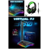 CASQUE GAMER XBOX ONE X/S RGB + Support Casque Surround 7.1 Gaming RGB Porte Casque Gamer Multifonctions 9 Effets Lumineux Pour