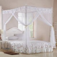 HQ12067-moustiquaire pour chambre à coucher Luxe princesse trois ouvertures latérales post lit rideau à baldaquin filet