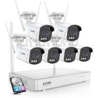 ZOSI 2,5K 8CH NVR Kit Vidéo Surveillance sans Fil avec 4MP Caméra WiFi, Détection de Personne/Véhicule, Audio Bidirectionnel