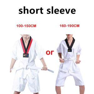 SAC DE FRAPPE Uniforme de Taekwondo en Coton Blanc pour Enfant et Adulte,Équipement de dehors,de Gym,de Judo,de Karaté,avec - Short Sleeve-XXL