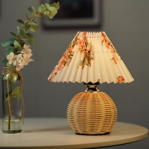 LAMPE A POSER Lampe à poser,Lampe Vintage coréenne en rotin,lampe de Table pour chambre à coucher,accessoires de salon,décoration - B3 -plug model