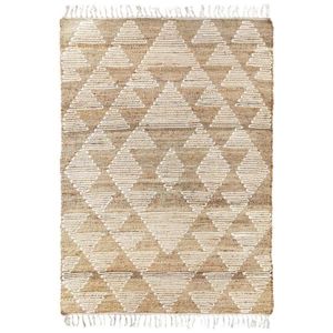 TAPIS DE COULOIR PRIMI TRIANGLES - Tapis chanvre motifs triangles en laine épaisse naturel 120 x 170 cm Beige