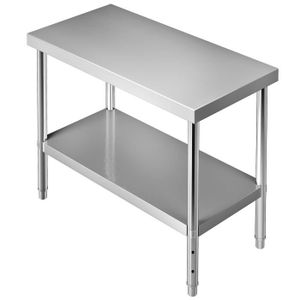 PLAN DE TRAVAIL Table de Travail Inox - VEVOR - Table de Préparation 122x46x86 cm - Réglable Commercial Cuisine