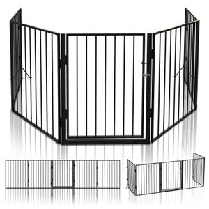 AT4 Barrière de sécurité enfant amovible et portillon - 73-110 cm - Bois  laqué - Blanc - Cdiscount Puériculture & Eveil bébé