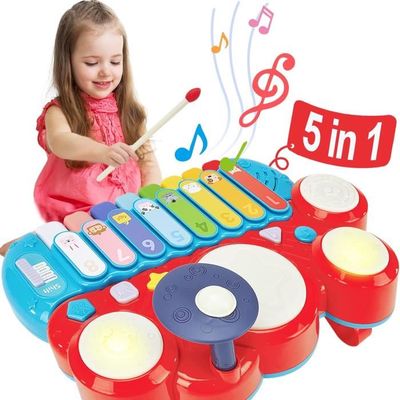 Xylophone en bois 3 en 1 Instruments de musique-Abacus-Jouets pour