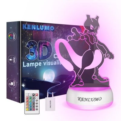 Veilleuse 3D Sonic LED Avec Télécommande - 16 Couleurs Et Variateur - USB - Multicolore